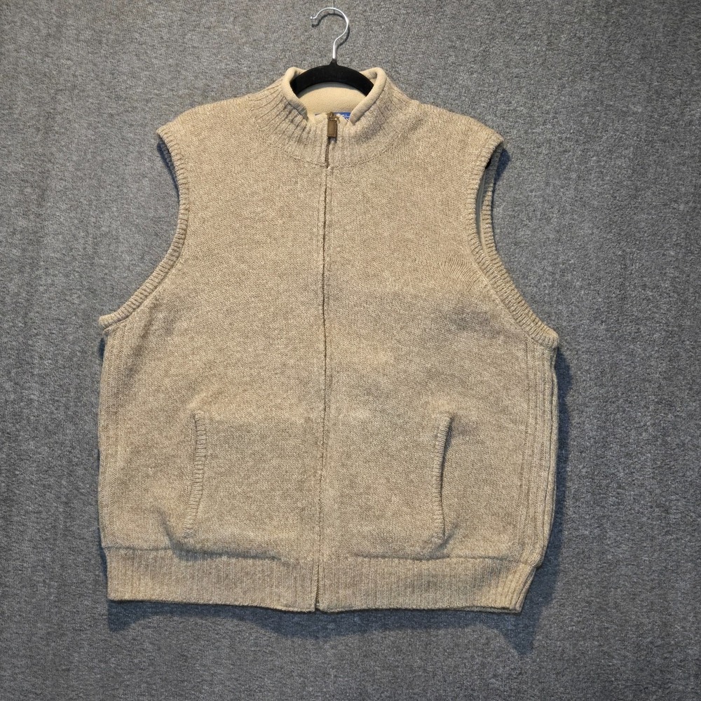 Vintage Pendleton Sweater Vest Mens Sz L Brown Shetland Wool Full Zip‎